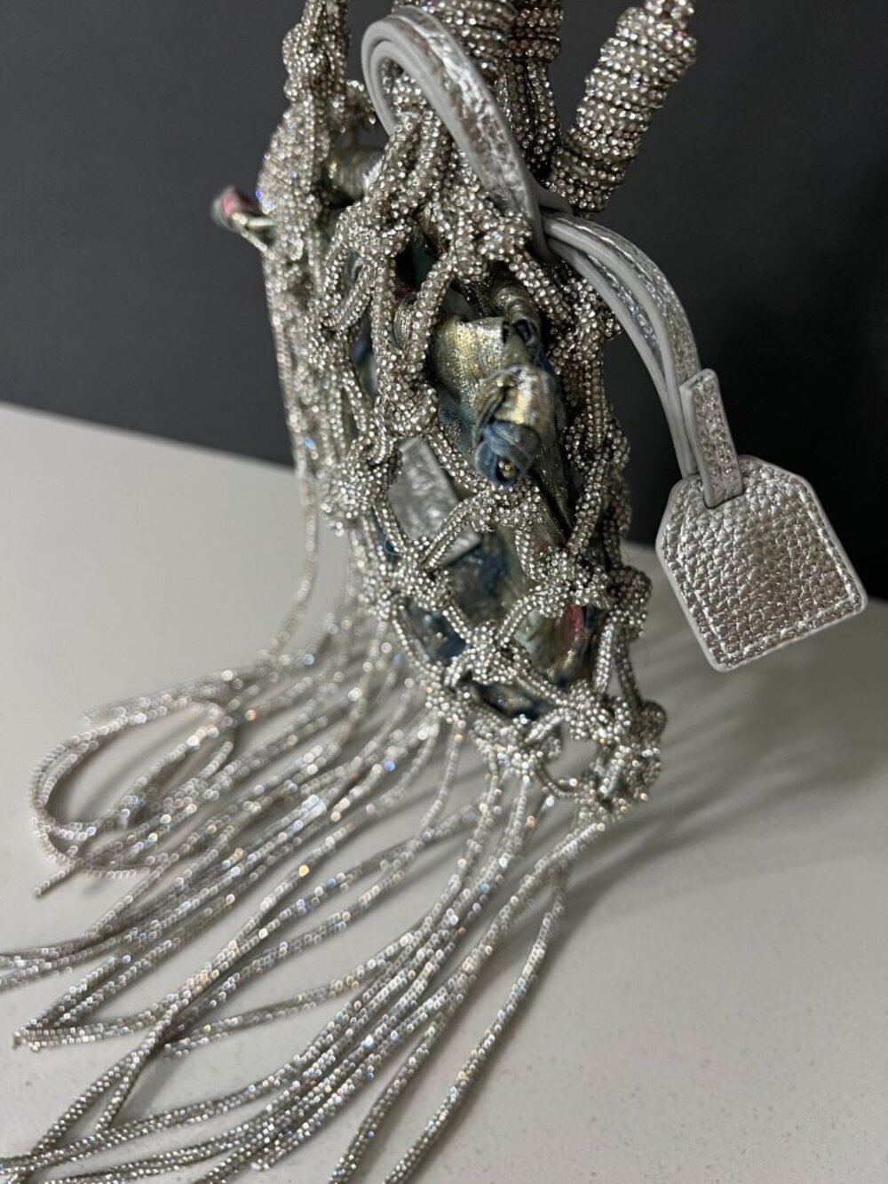 KURT GEIGER LONDON Mini Macramé Crystal Drawstring Bag - Picture 9 of 10